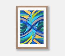 Load image into Gallery viewer, Waves artwork framed in light oak